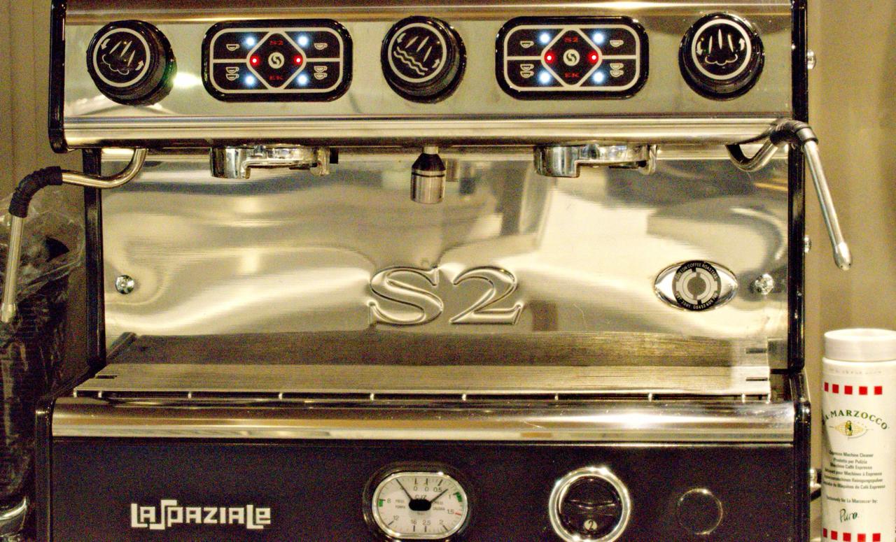 The espresso machine at Cegin Café, pulling Clifton Coffee
