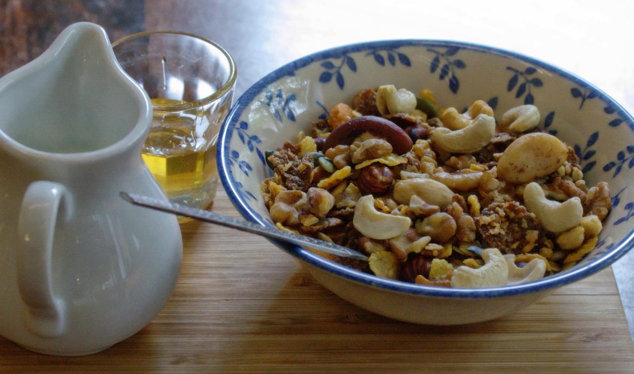Homemade granola with honey at Cegin Café